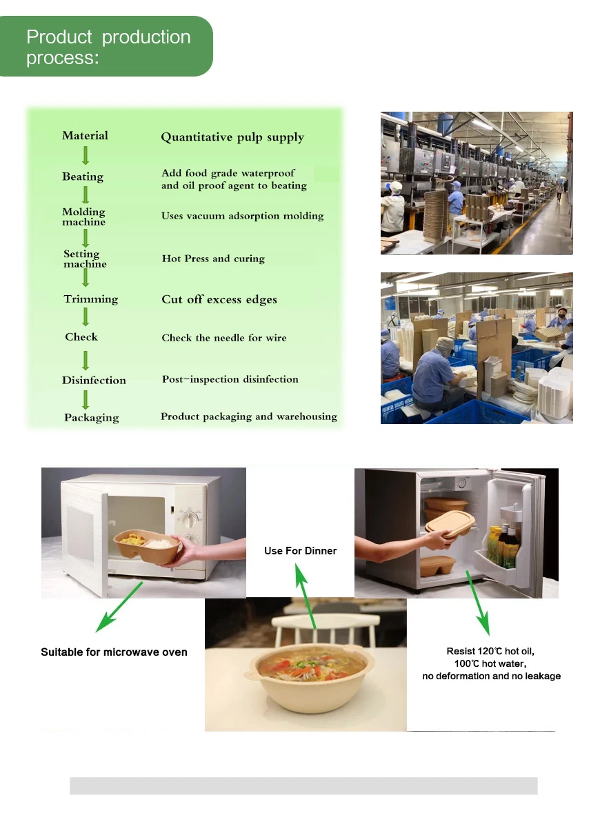 Customized Disposable Biodegradable Sugarcane Sugar Cane Bagasse Pulp Food Container Tack Away Lunch Box Pfas Free