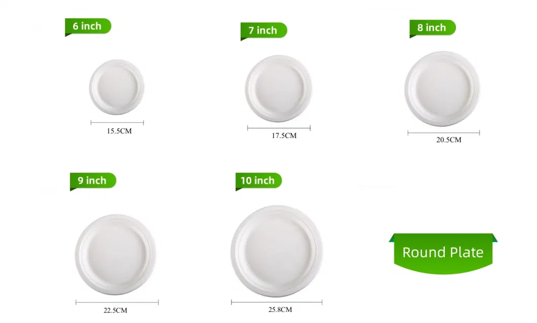 10′′ Customizable Bagasse Round Plate with 3 Compartments Biodegradable Material Compostable Tableware Factory Supply