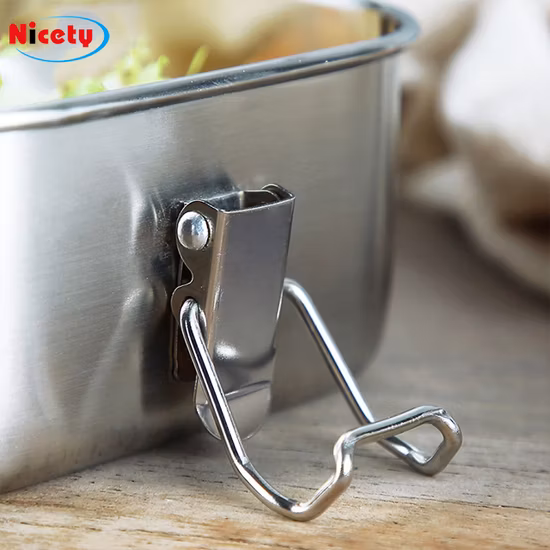 Caja Tiffin biodegradable aislada, contenedor de almacenamiento de alimentos para acampar a prueba de fugas con fiambrera de acero inoxidable
